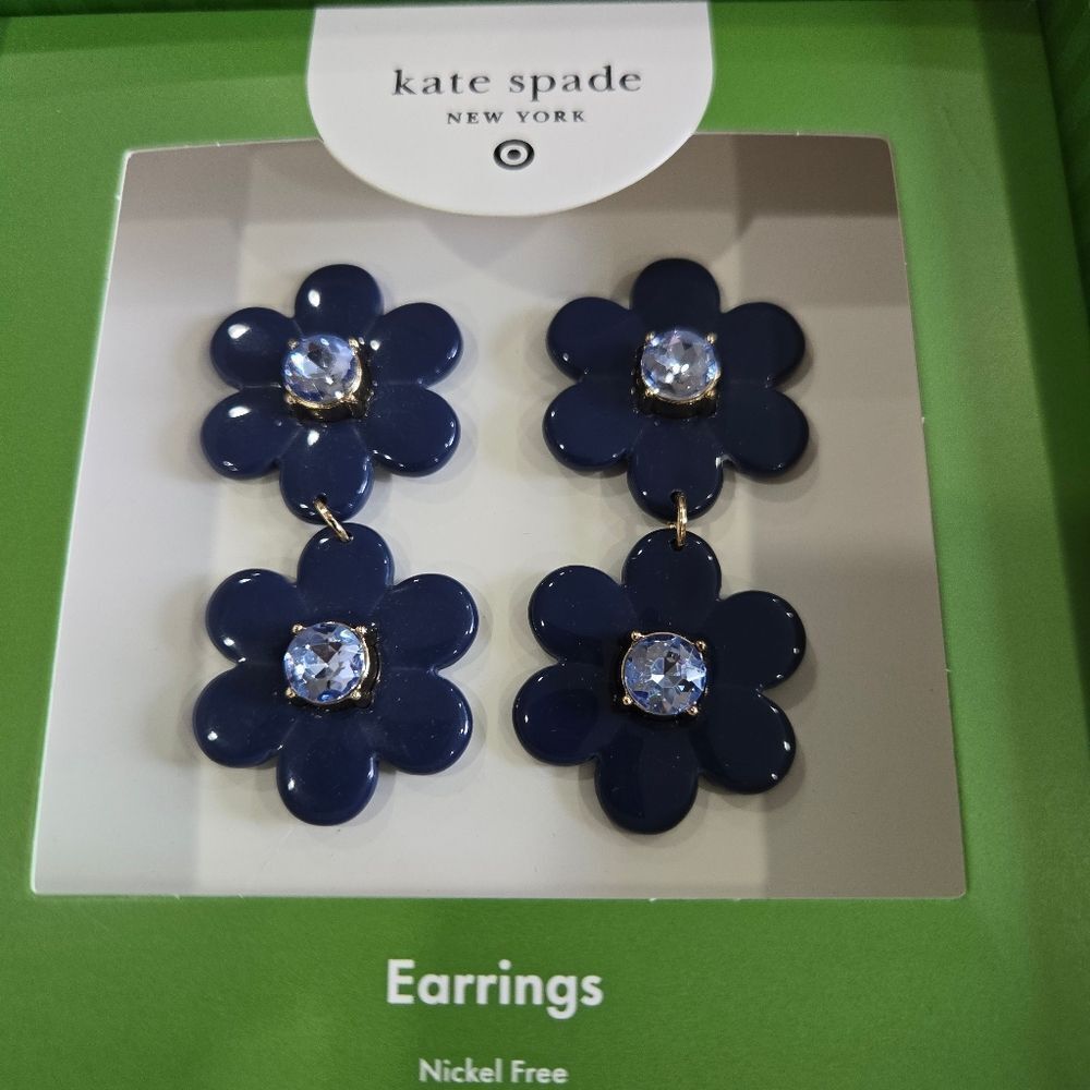 🐢 Kate Spade New York x Target Blue Flower Floral Linear Stud